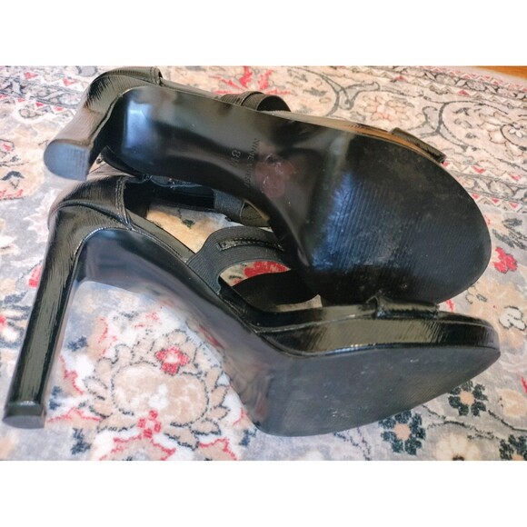 Nine West Black Patent Strappy Ankle High Heel Sandals w/Back Zipper. Size 8 - Picture 7 of 9